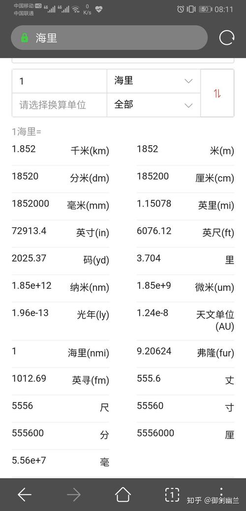 一海里等于几公里／一节航速等于多少公里