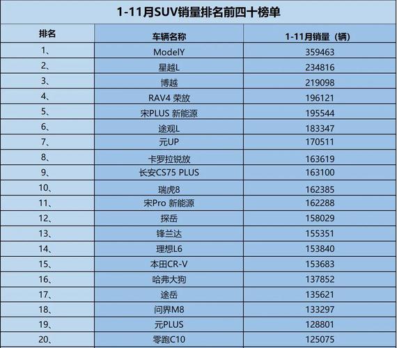 suv销量排行榜2024年2月／suv2020销量